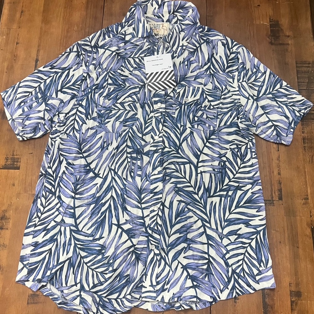 COPY - Free People X Sandrine Rose Pearl Button Blue Floral Short Sleeve Large …